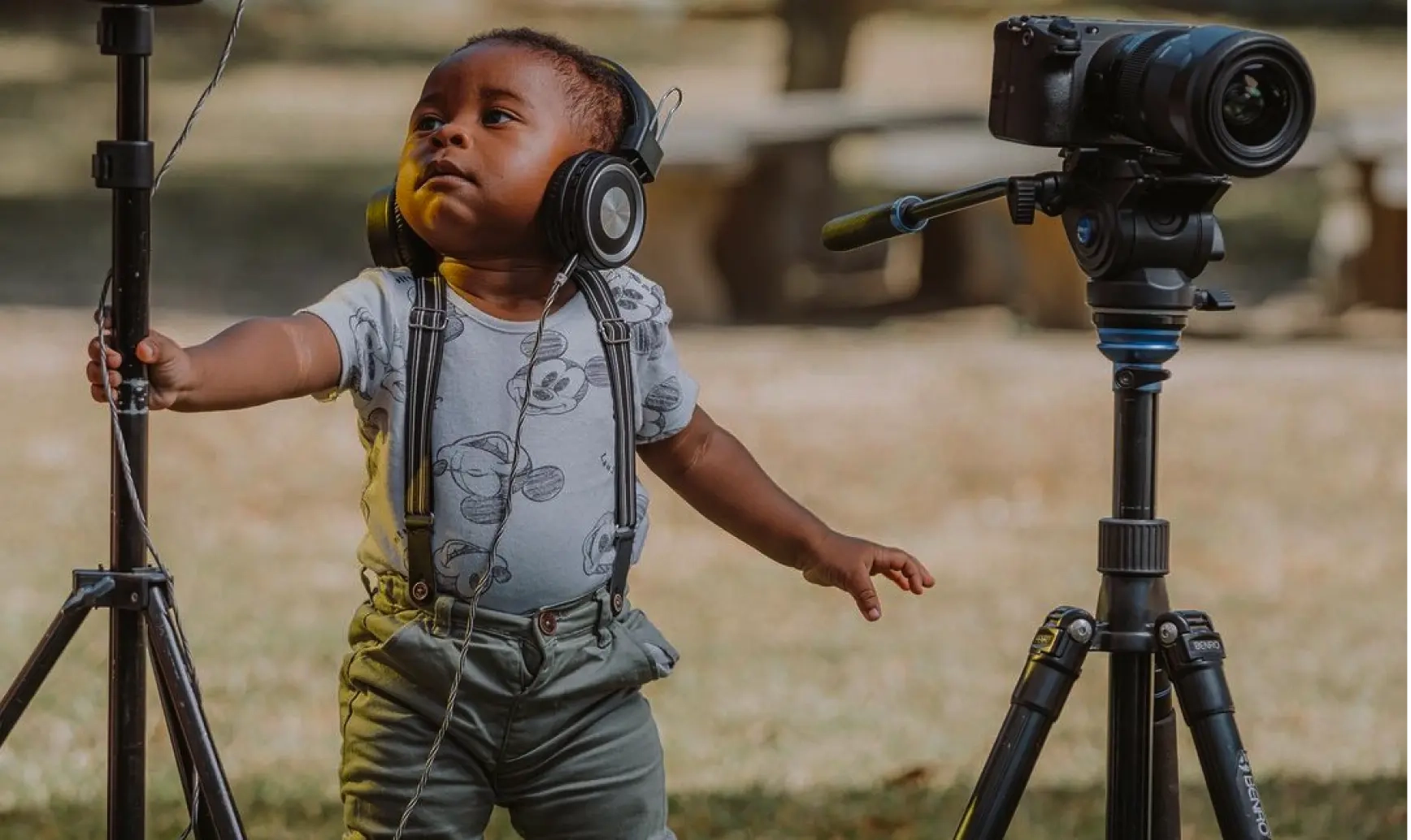 Filmmakers silhouette at sunset